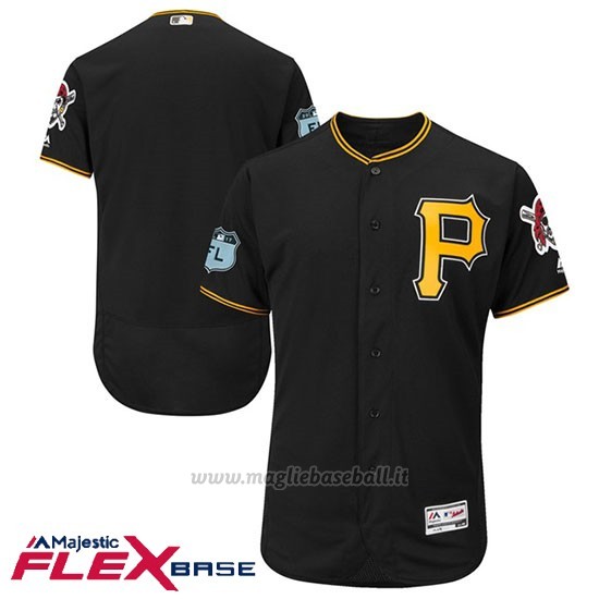 Maglia Baseball Uomo Pittsburgh Pirates Nero 2017 Allenamento Primaverile Flex Base